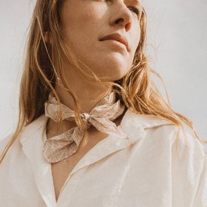 Esby Apparel Wesley Cotton Bandana in Tan Palm Leaf